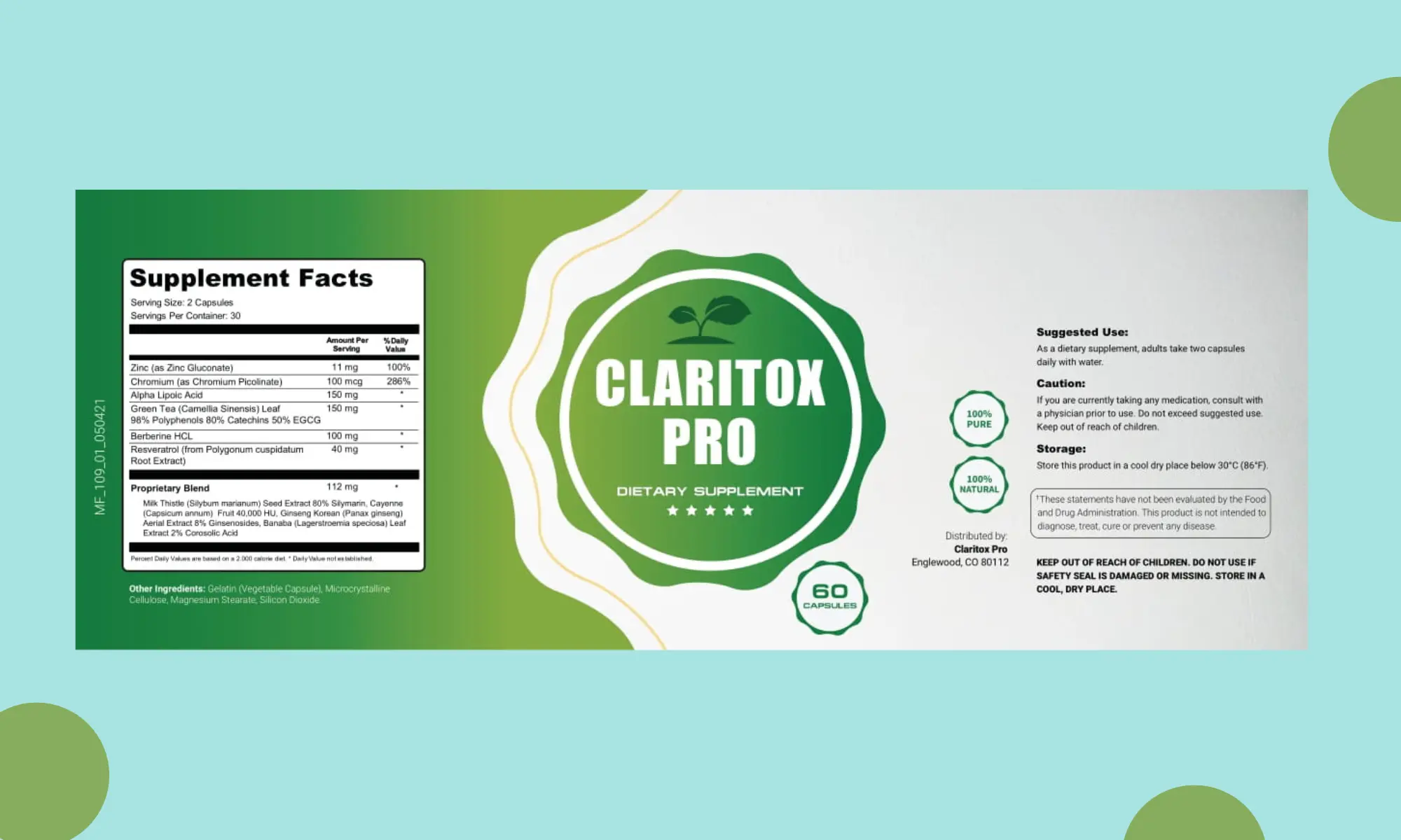 Claritox Pro supplement facts